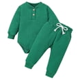 thumbnail image 1 of Baby Girls Boys Winter Long Sleeve Solid Thickened Warm Romper Tops Pants 2Pcs Outfits Clothes Set Green Outwear For Toddler 12 Months-18 Months, 1 of 7