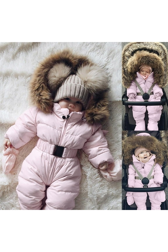 Baby Girls Boys Winter Snowsuit Coat Cute Romper Hooded Footie Zip Up Jumpsuit Outerwear Puffer Snowsuit Jacket Boys Girls Winter Clothes 6-9 Months