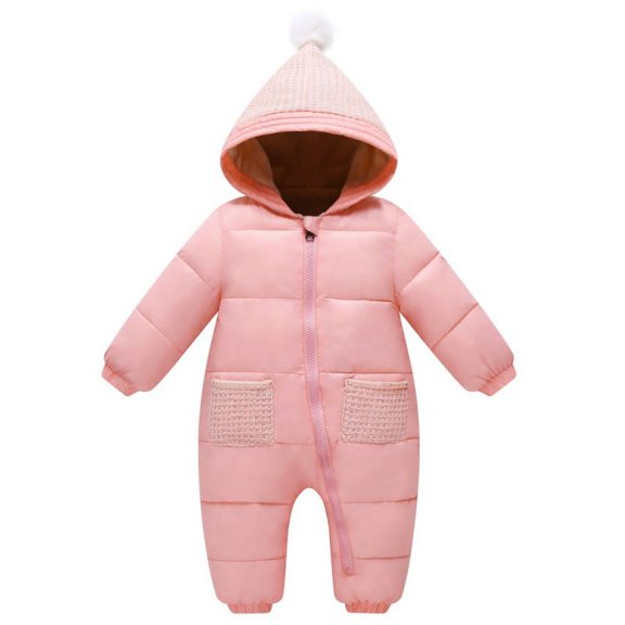 Baby Girls Boys Winter Warm Hooded Snowsuits Newborn Warm Down Bodysuits Rompers 0-18M