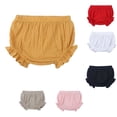 thumbnail image 1 of Baby Girls Boys Yellow Cotton Linen Blend Cute Bloomer Shorts Elastics Waist Casual Summer Lightweight Loose Harem Shorts 6-12 Months, 1 of 6