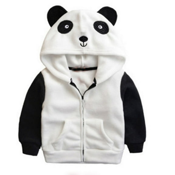 Baby Girls Boys 𝐅𝐥eece Hooded Jacket Zip Up Panda Coat Winter Warm Cute Animal Jackets Toddler Kids Outerwear