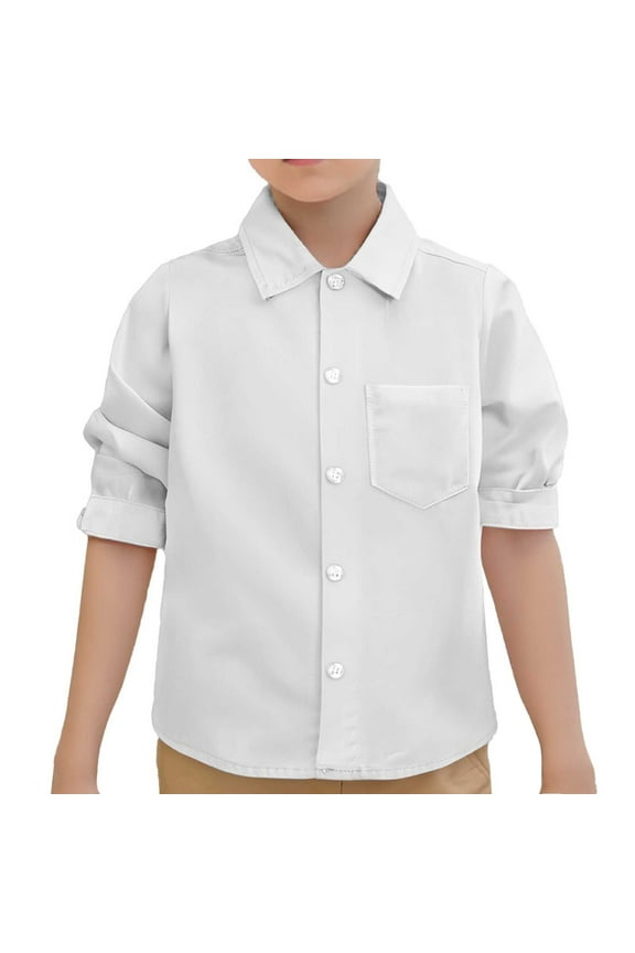 Baby Girls Button Down Shirts Boys Formal Outfit Girls White Button Down Shirt School Shirt for Toddler Boy 6-12 Months Kids Clothes