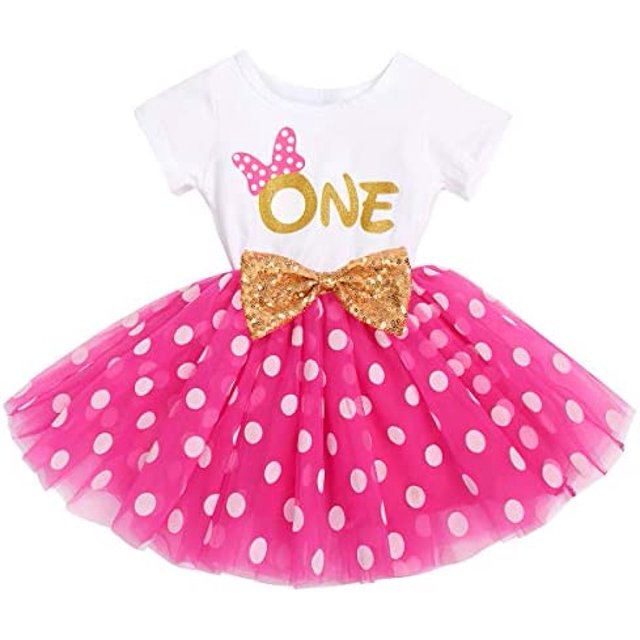 Baby Girls Cake Smash Birthday Mouse Polka Dots Wild One Sequin Tutu