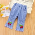 thumbnail image 1 of Baby Girls Capri Denim Pants Toddler Kids Pants Jeans Soft Elastic Waist Denim Pants Cute Clothes for Girls Size 4-5 Years, 1 of 5