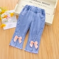 thumbnail image 1 of Baby Girls Capri Denim Pants Toddler Kids Pants Jeans Soft Elastic Waist Denim Pants Girls Fashion 12-18 Months, 1 of 6