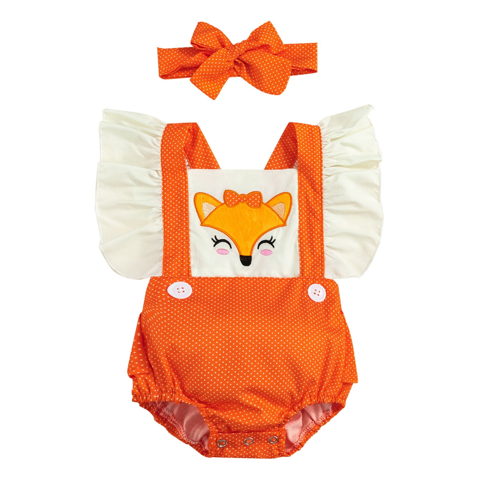 Baby Girls Cartoon Animal Pattern Jumpsuit Playsuit Overalls Outfit