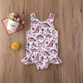 thumbnail image 1 of Baby Girls Cartoon Dinosaur Swimwear, Kids Summer Ruffle Sleeveless One Piece Beachwear 1-5 Years, 1 of 8