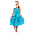 thumbnail image 1 of Baby Girls Casual Dress Shoulder Bow Kids Summer Party Sleeveless Dresses in Galaxy-Turquoise, Size 11-12, 1 of 6