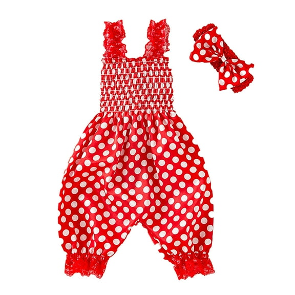 Baby Girls Casual Dresses Summer Lace Up Flower Spaghetti Strap Sleeveless Dress With Hair Band 2 Piece Set Holiday Wear,Red,18-24 Months