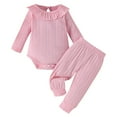 thumbnail image 1 of Baby Girls Casual Outfit Set Long Sleeve Ruffle Blouse and Pant 2PCS Toddler Jumpsuit Soft Playwear Romper, 1 of 4