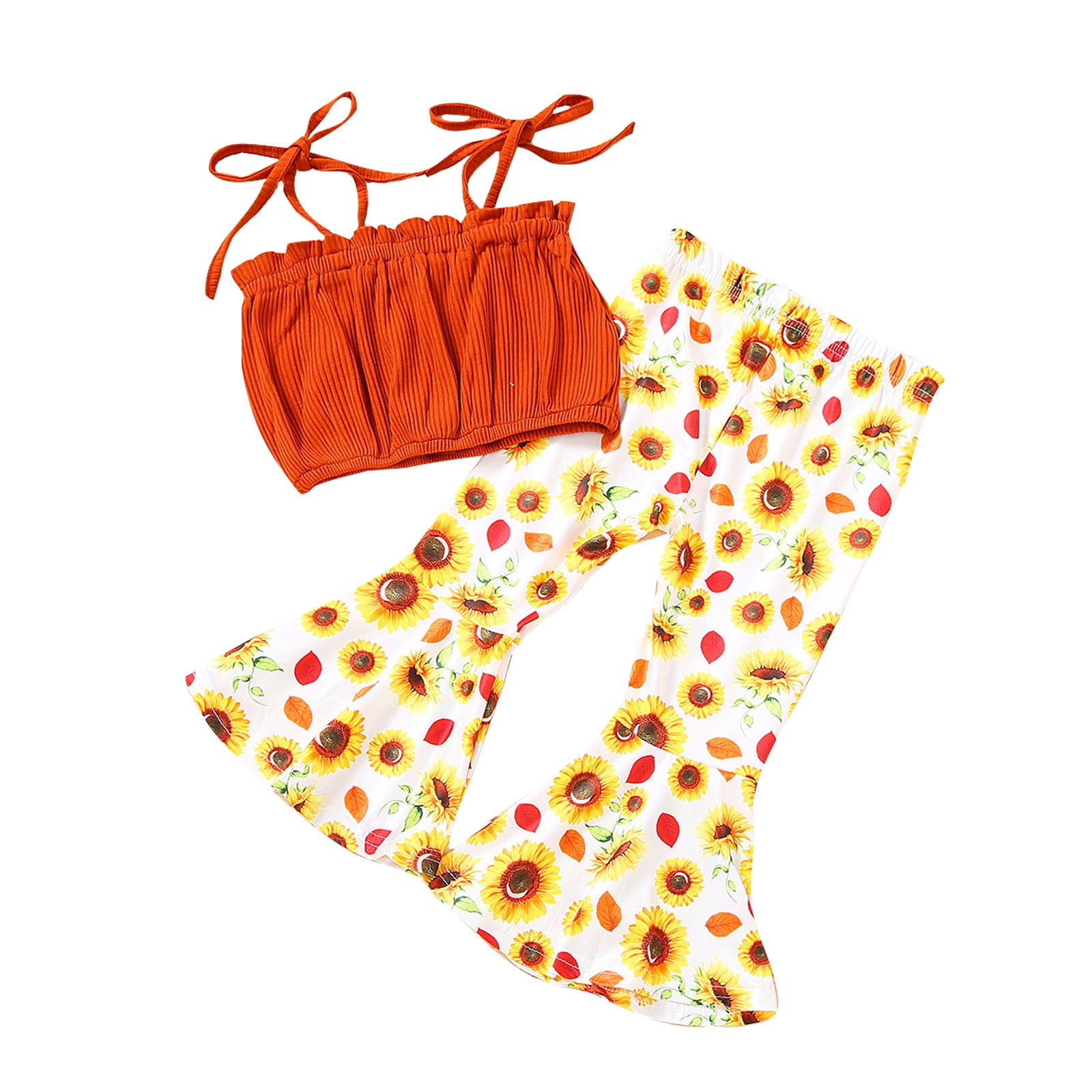 Baby Girls Casual Outfit Sets Summer Strap T Shirt Tops And Sunfloral