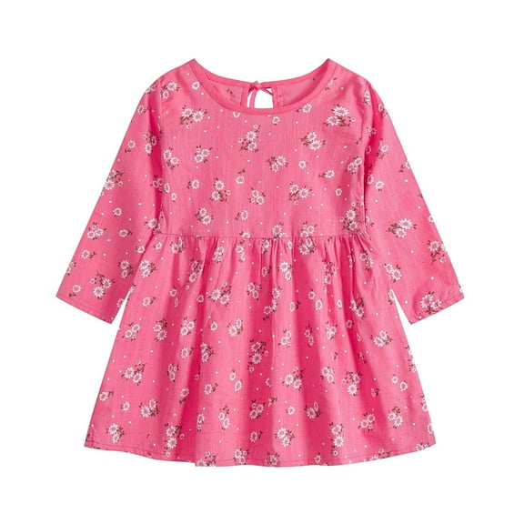 Baby Girls Casual Outfit Toddler Kids Flower Print Long Sleeve Crewneck Clothes Home Outdoor Dresses Summer