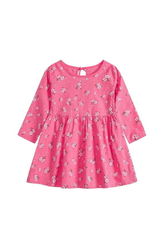 Baby Girls Casual Outfit Toddler Kids Flower Print Long Sleeve Crewneck Clothes Home Outdoor Dresses Summer
