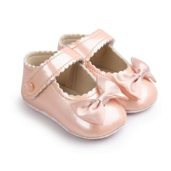 Baby Girls Champagne Patent Bow Mary Janes Flats 6-12M Size 2