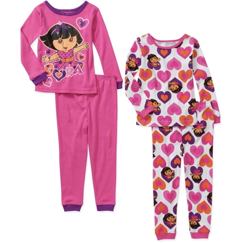 Baby Girls' Character Cotton Pajamas, 2 Sets