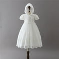 thumbnail image 1 of Baby Girls Christening Outfit Embroidered Baptism Dress Gown Bonnet 2 Pcs Clothes Set, 1 of 6