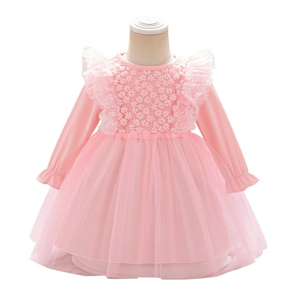 Baby Girls Christmas Dress Long Sleeve Birthday Outfit Tutu Winter Party Dress 9M-12M