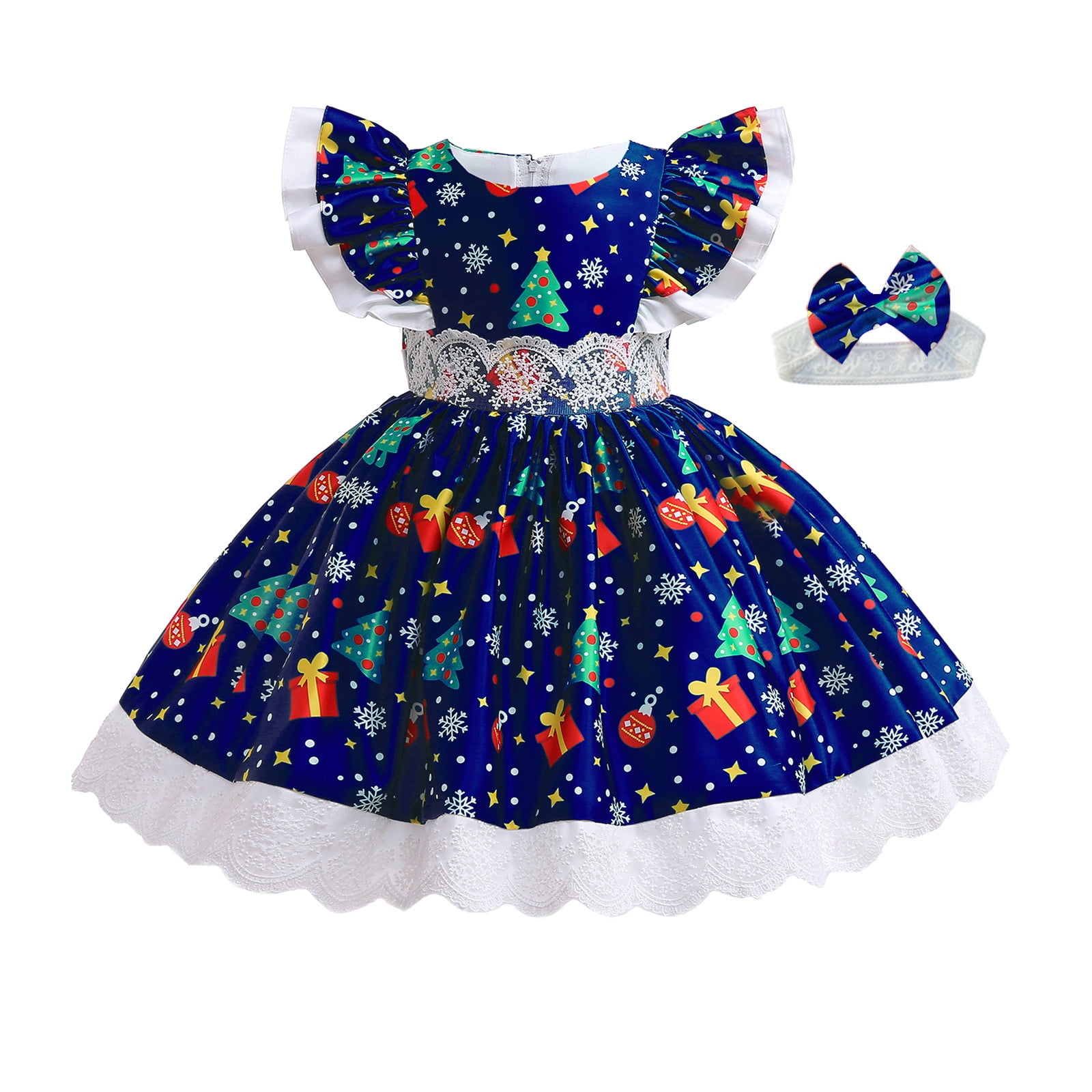 white christmas dresses Sonata AW24 Spanish Girls Cream & Gold Reindeer Christmas Dress NA2404 main image 0