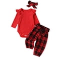 thumbnail image 1 of Baby Girls Christmas Outfits Ribbed Romper Bodysuit Pants Set Fall Winter Outfits Baby Girls Clothes, 1 of 8