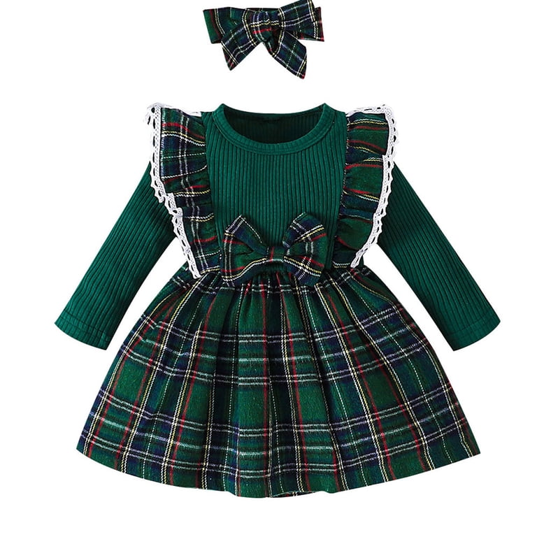 Baby Girls Christmas Plaid Dress Toddler Overall Ruffle Tutu Dress Skirt  Set - Walmart.com