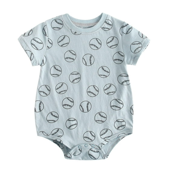 Baby Girls Clothes 12 to 18 Months Short Sleeve Baseball Football Basketball Prints Bodysuit Casual Crewneck Breathable Cotton Rompers Pullover Tops T11-Dark Gray 0-6 Months