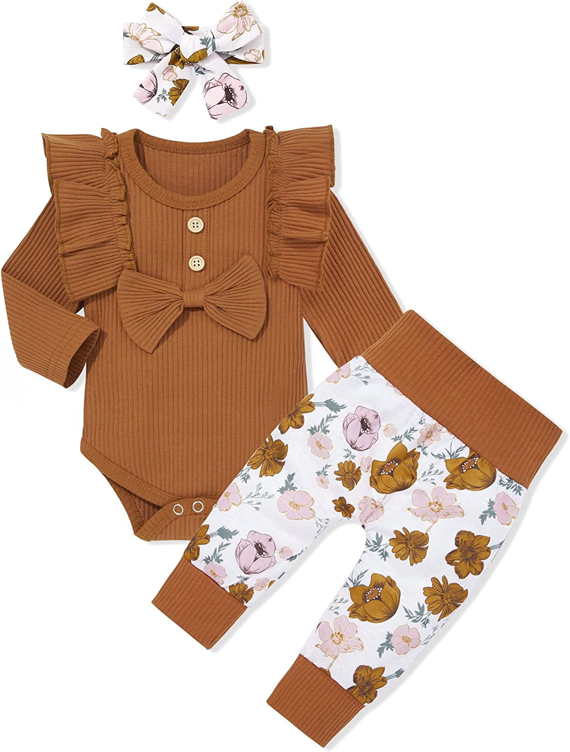 Baby Girls Clothes Cute Baby Clothes Girls Romper + Pant 3pcs Winter Outfit 3-6 Months