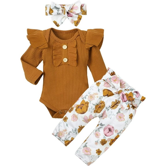 Baby Girls Clothes Cute Baby Clothes Girls Romper + Pant 3pcs Winter Outfit 3-6 Months