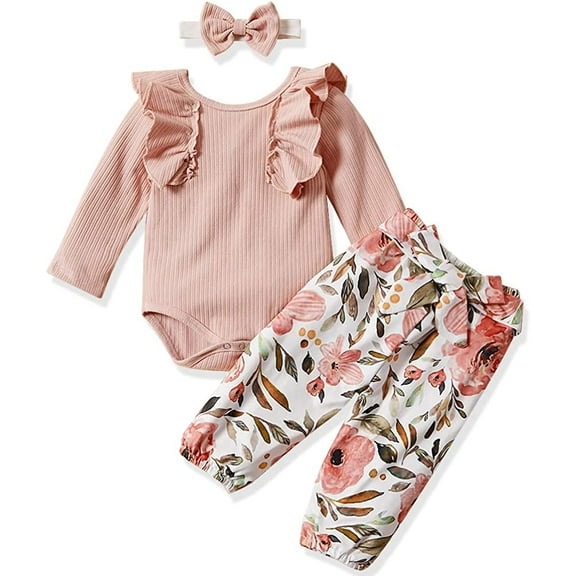Baby Girls Clothes Cute Baby Clothes Girls Romper + Pant 3pcs Winter Outfit Newborn