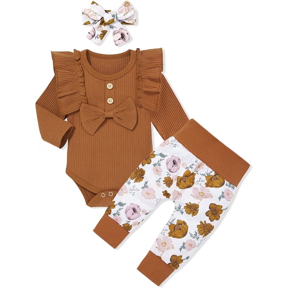 Baby Girls Clothes Cute Baby Clothes Girls Romper + Pant 3pcs Winter Outfit  Newborn