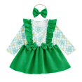 thumbnail image 1 of Baby Girls Clothes Long Sleeve Romper Dress Ruffle Bow Cute Onesies 0-3 Months Going Out Jumpsuit Layette Set, Green, 3 Months, 1 of 3