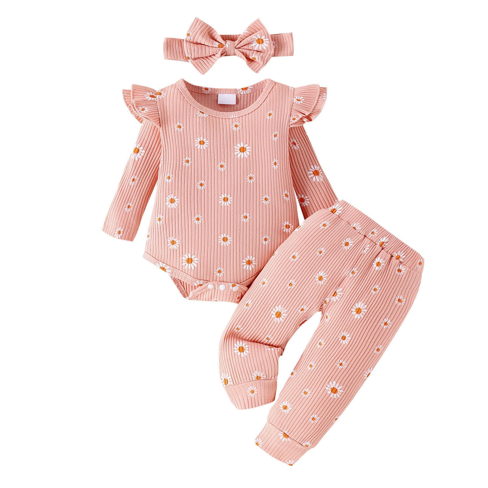 Baby Girls Clothes Long Sleeve Ruffles Romper Bodysuit Floral Print