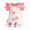 thumbnail image 1 of Baby Girls Clothes Set 2 Piece Summer Casual Cute Flowers Print Short Sleeve Rompers and Overalls Shorts Kaprioy Toddler Girl Clothes 6M 9M 12M 18M 24M 2T 3T, 1 of 6