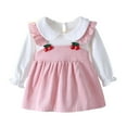 thumbnail image 1 of Baby Girls Clothes Set Toddler Long Sleeve Top Strap Overall Dress Girl Fall 2Pcs Suspender Skirt Outfits Pink 12-18 Months, 1 of 2