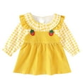 thumbnail image 1 of Baby Girls Clothes Set Toddler Long Sleeve Top Strap Overall Dress Girl Fall 2Pcs Suspender Skirt Outfits Yellow A 12-18 Months, 1 of 6