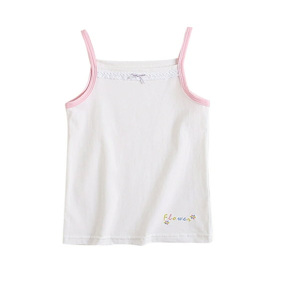 XUNKUSGA Baby Girls Clothes Summer Basic Tank Tops Cotton Lace Undershirt Soft and Breathable Cami Tank Top - Camisole Tops for Children 3-10 Years