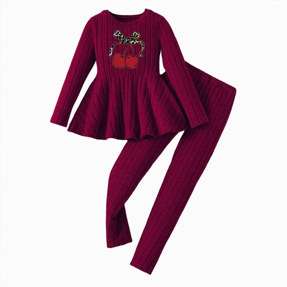 Baby Girls Clothes Toddler Girl Outfits Fall Infant Long Sleeved Print Top Pants Two Piece Set Casual Ruffle Sleeve Shirt Teen Girl Clothes Kaprioy Girls Clothes Fall Winter