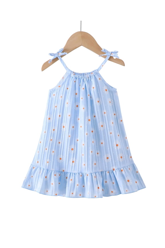 Baby Girls Clothes Toddler Girls Floral Dress 18 Months Girls Summer Dress 24 Months Girls Sleeveless Halter Dress Blue