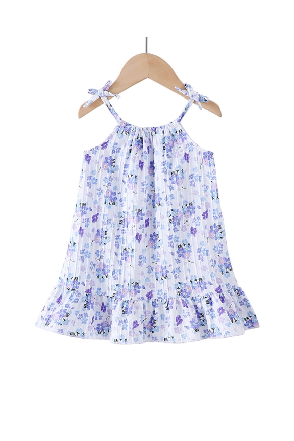 Baby Girls Clothes Toddler Girls Floral Dress 2T Girls Summer Dress 3T Girls Sleeveless Halter Dress Purple