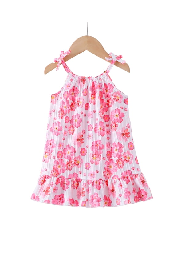 Baby Girls Clothes Toddler Girls Floral Dress 4T Girls Summer Dress 5T Girls Sleeveless Halter Dress Pink