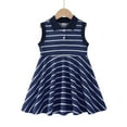 thumbnail image 1 of Baby Girls Clothes Toddler Girls Polo Dress 3T Girls Summer Casual Dress 4T Girls Lapel Sleeveless Stripe Dress Dark Blue, 1 of 7