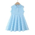 thumbnail image 1 of Baby Girls Clothes Toddler Girls Polo Dress 4T Girls Summer Casual Dress 5T Girls Lapel Sleeveless Stripe Dress Blue, 1 of 7