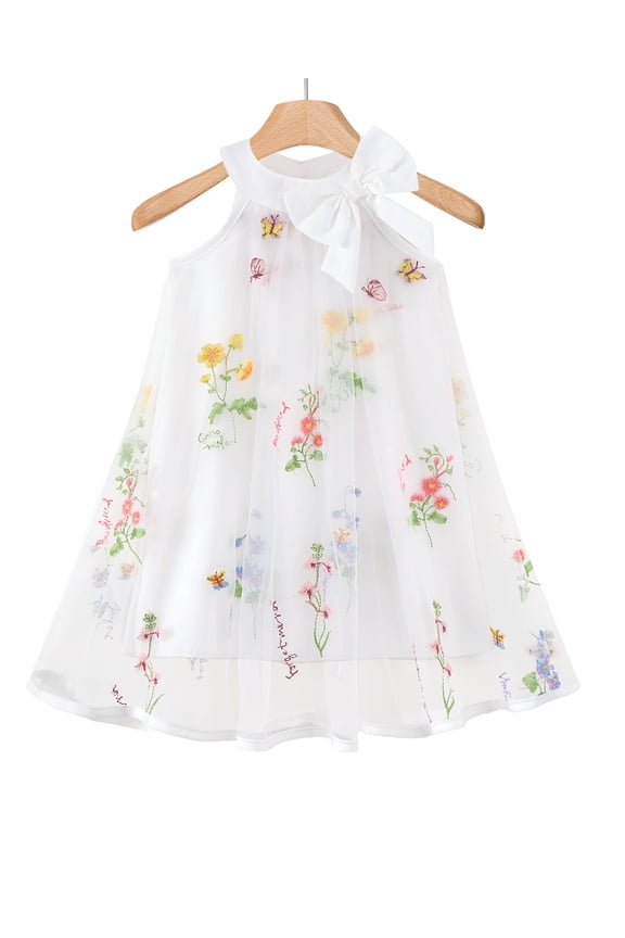 Baby Girls Clothes Toddler Girls Tulle Dress 3T Girls Summer Halter Dress 4T Girls Sleeveless Solid Color Floral Dress White