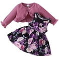thumbnail image 1 of Baby Girls' Clothing Cardigan and Dress Dinosaur Floral Print Sleeveless Tank Dress Long Sleeve 2Pcs Girls Outfits, 1 of 4