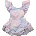 thumbnail image 1 of Baby Girls Clothing Gradient Ruffle Cross Back Bow Romper Jumpsuit, 1 of 4