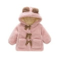 thumbnail image 1 of Baby Girls Clothing Plush Thick Winter Solid Color Cute Bear Ears Hoodie Coats Kids Girls Pockets Casual Jackets (12-18 Months, Pink), 1 of 9