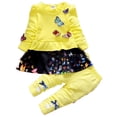 thumbnail image 1 of Baby Girls Clothing Set 2pcs Long Sleeve T Shirt and Skirt Pants Cute Clothes for Kids,Yellow,3-4Years, 1 of 5