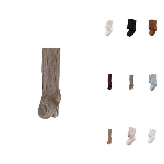 Baby Girls Cotton Cable Knit Footed Tights, Soft Seamless Winter Stockings, to Toddler Warm Leggings, Solid Color Baby Pants