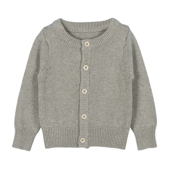 Baby Girls Cotton Cardigan Long Sleeve Kid Button Sweater Girl Crew Neck Cardigans Uniform Sweater Toddlers' Uniform Slim Fit Crewneck Cardigan Sweater(Color:Grey,Size:8-9 Years)