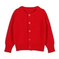 thumbnail image 1 of Baby Girls Cotton Cardigan Long Sleeve Kid Button Sweater Girl Crew Neck Cardigans Uniform Sweater Toddlers' Uniform Slim Fit Crewneck Cardigan Sweater(Color:Red,Size:7-8 Years), 1 of 3