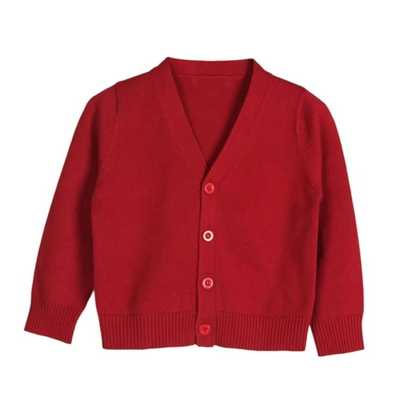 Baby Girls Cotton Cardigan Long Sleeve Kid Button Sweater Girl Crew Neck Cardigans Uniform Sweater Toddlers' Uniform Slim Fit Crewneck Cardigan Sweater(Color:Brick Red,Size:8-9 Years)